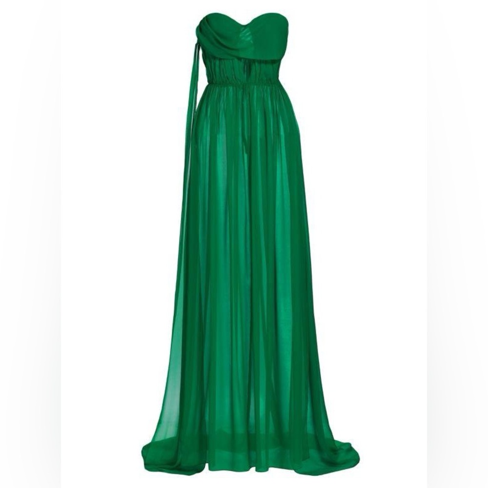 ALIETTE Women’s Strapless Silk Chiffon Dress In Green